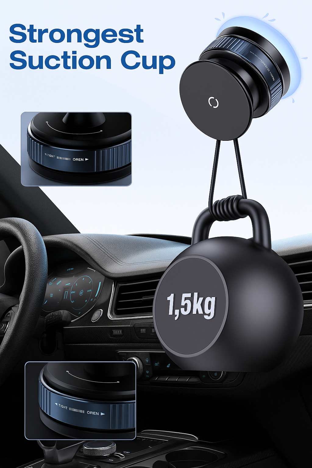 Vacuum Magnetic Suction Phone Mount with 360 Degree Rotation