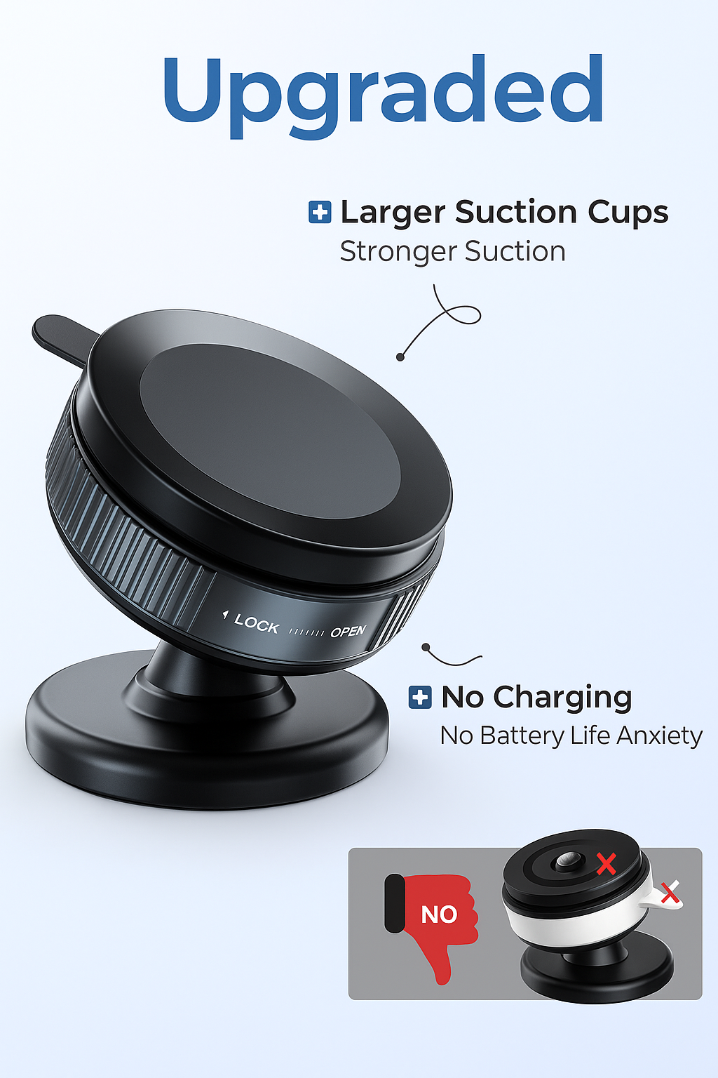 Vacuum Magnetic Suction Phone Mount with 360 Degree Rotation