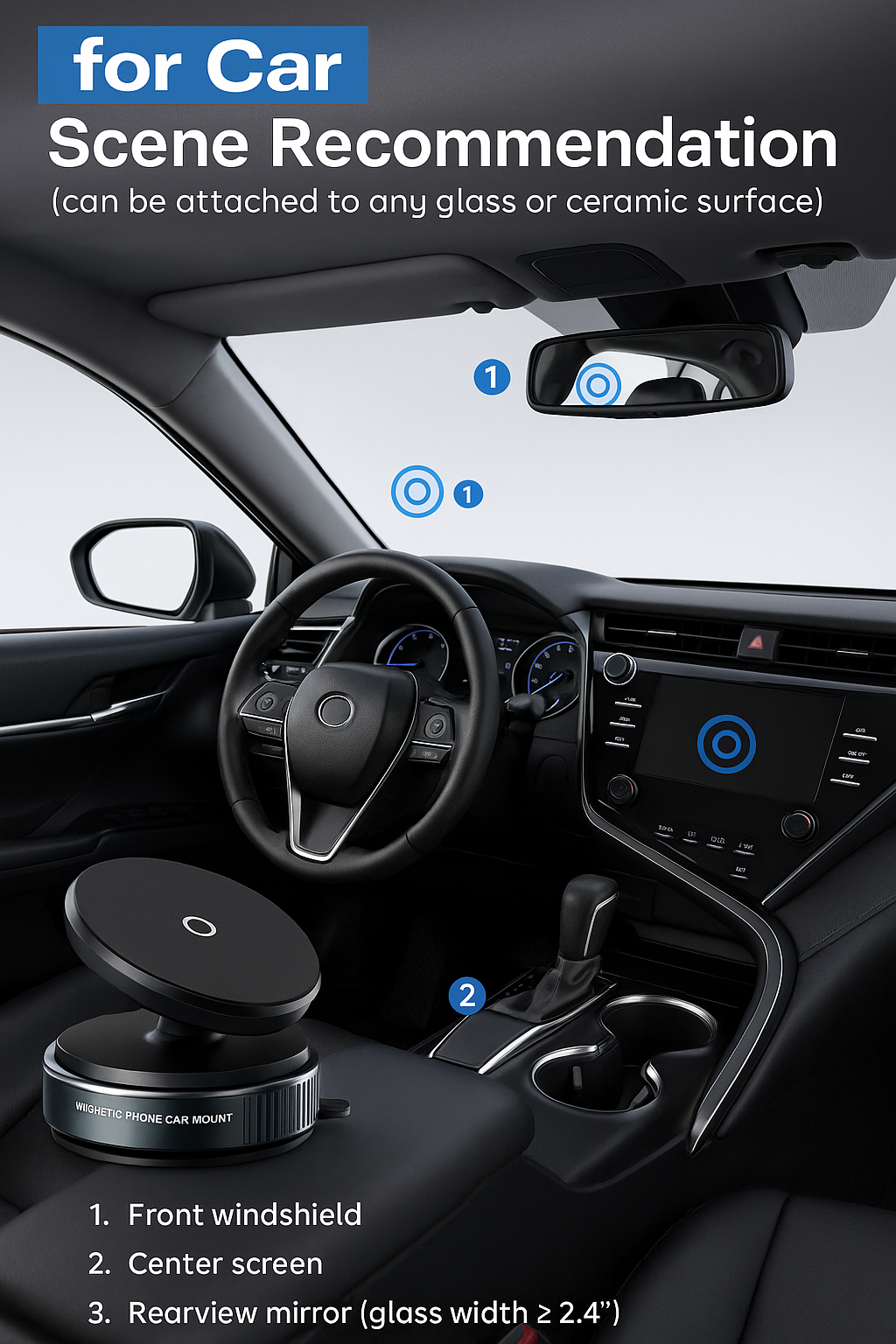 Vacuum Magnetic Suction Phone Mount with 360 Degree Rotation